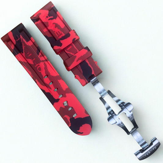 Rubber Watch Band 24mm/22mm - Red Camouflage Color | For PANERAI OFFICIAL