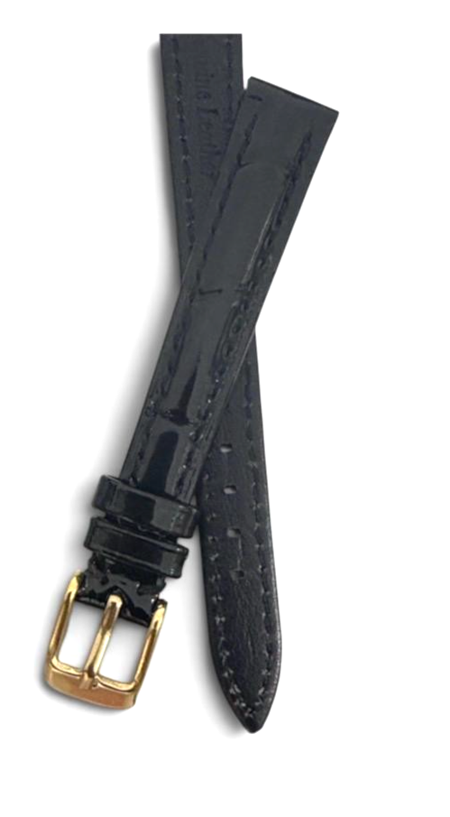 12mm Black Designer Alligator Genuine Leather Watch Strap Band