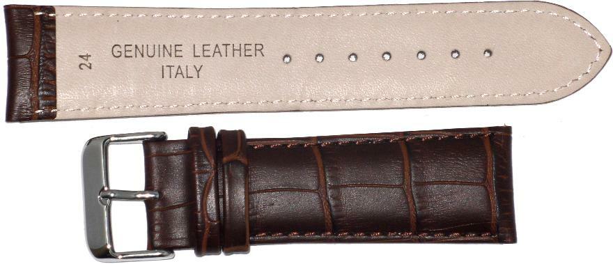 Watch Band Leather Alligator Grain Dark Brown Stitched Padded 20mm,Best Quality