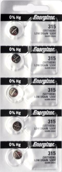 Energizer 315 Watch Cell Batteries SR716SW SILVER-OXIDE New Sealed (20 Pcs.)
