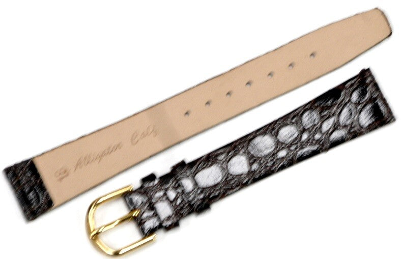 Watch Band Dark Brown Genuine Leather Croco Grain Flat,Unstitched 19MM Xtra Long