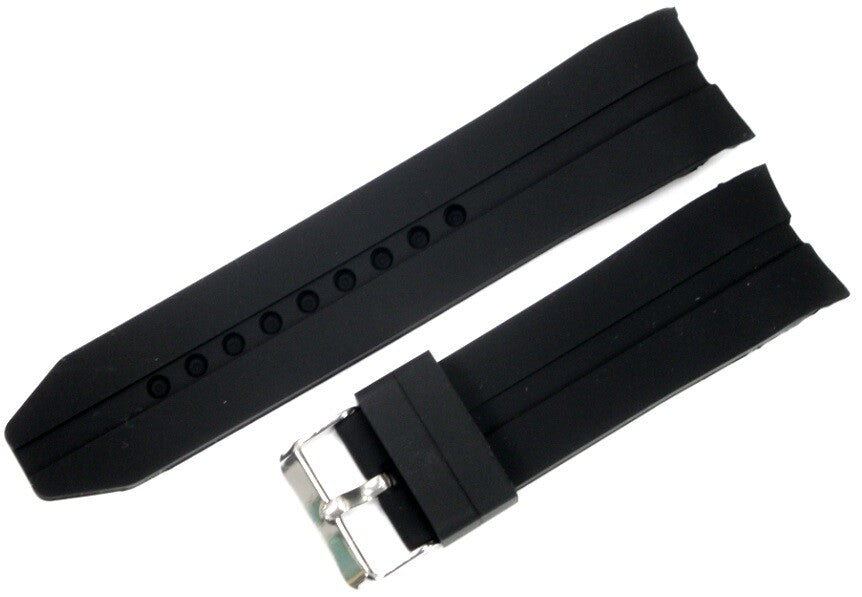 CURVED END SILICONE WATCH BAND BLACK COLOR STRAP 22,24,26,28,30MM