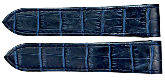 WATCH LEATHER BAND STRAP FOR CARTIER SANTOS 100XL 24.5MM BLUE COLOR