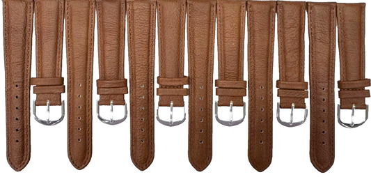 20MM Brown (TAN) Genuine Leather Grain Watch Band, Lot of 6 Bands