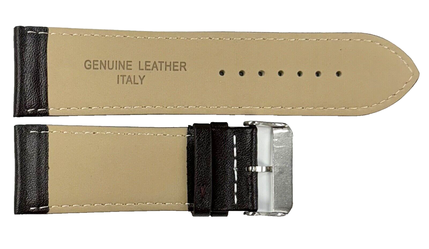 WATCH BAND D.BROWN GENUINE LEATHER 28MM PADDED, WHITE STITCHED (lot of 6 bands)