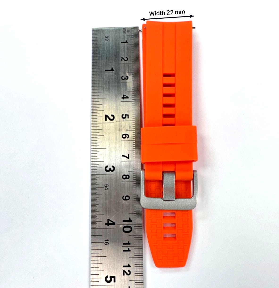 22 MM Rubber Silicone Sports Watch Band Quick Release Pin Orange Color