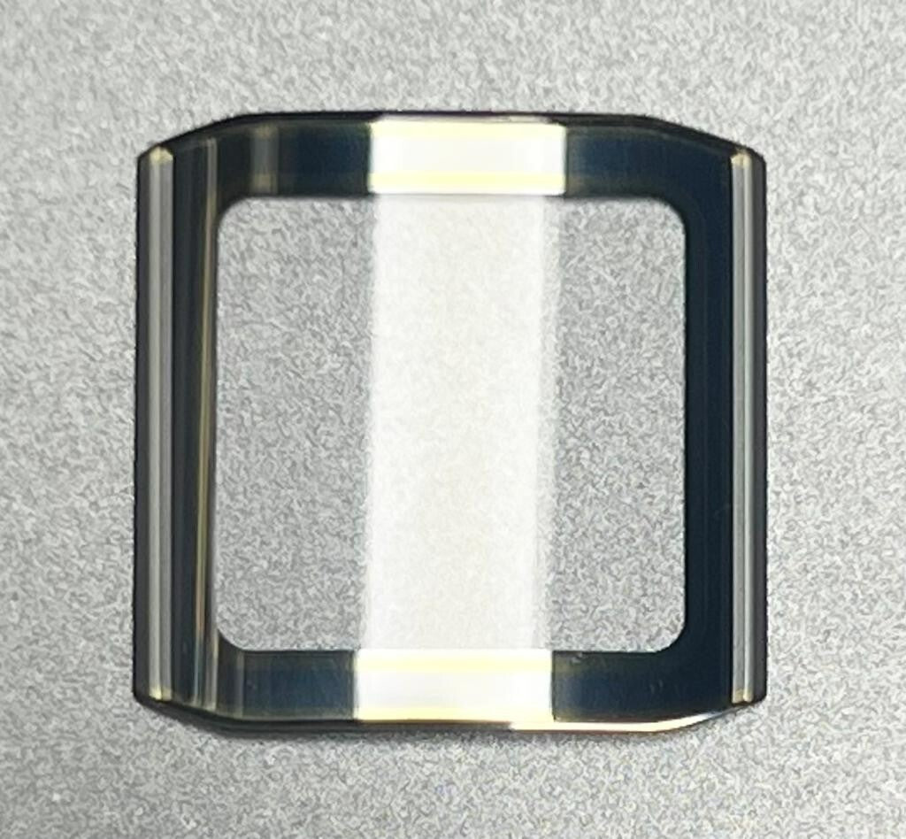 Sapphire Crystal Rado Double Dome cut edge Silver Trim w/Gold Lines(19.5×18.9)mm
