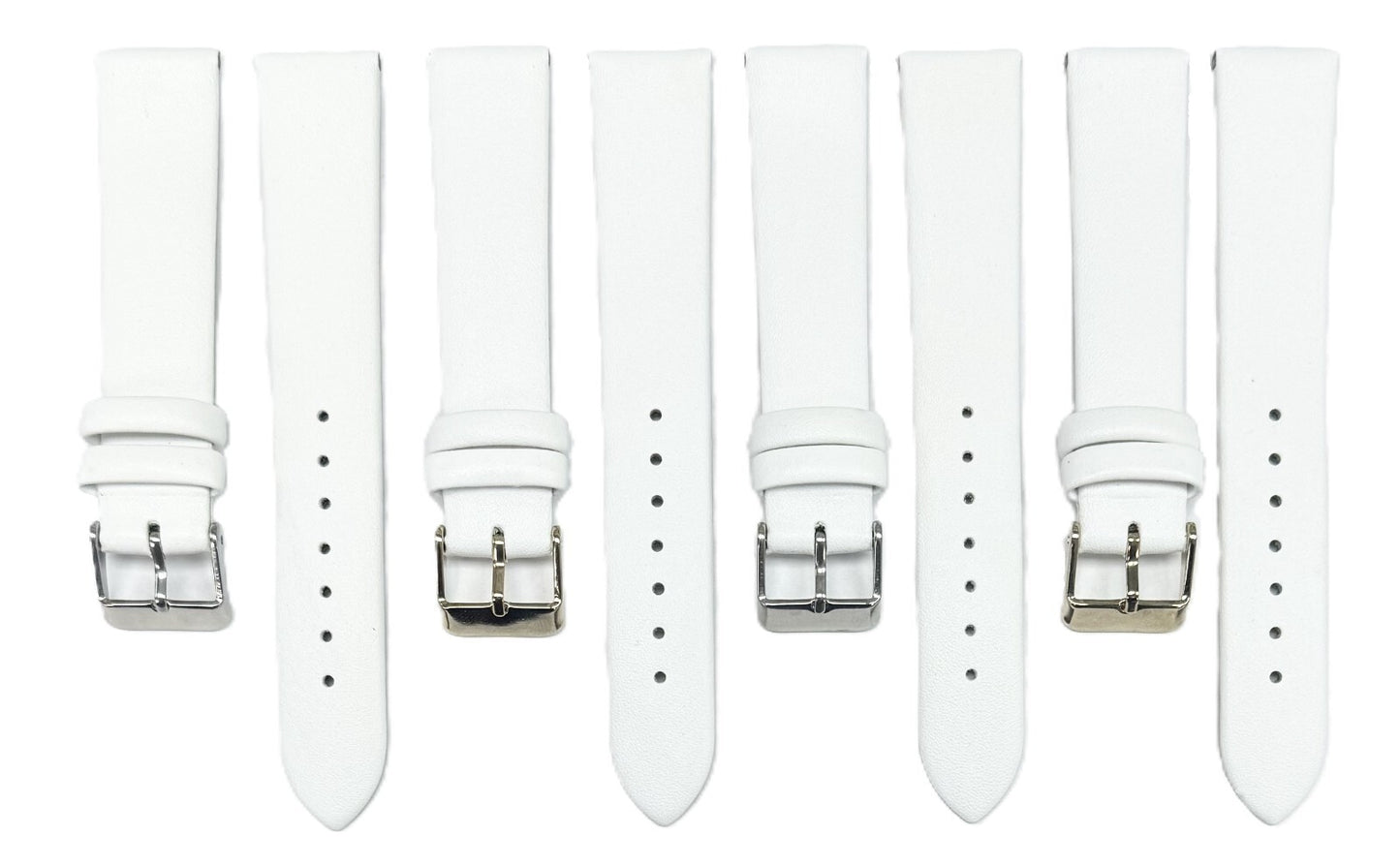 12-26mm Italian Genuine Leather Plain Classic White Watch Band with No Stitching
