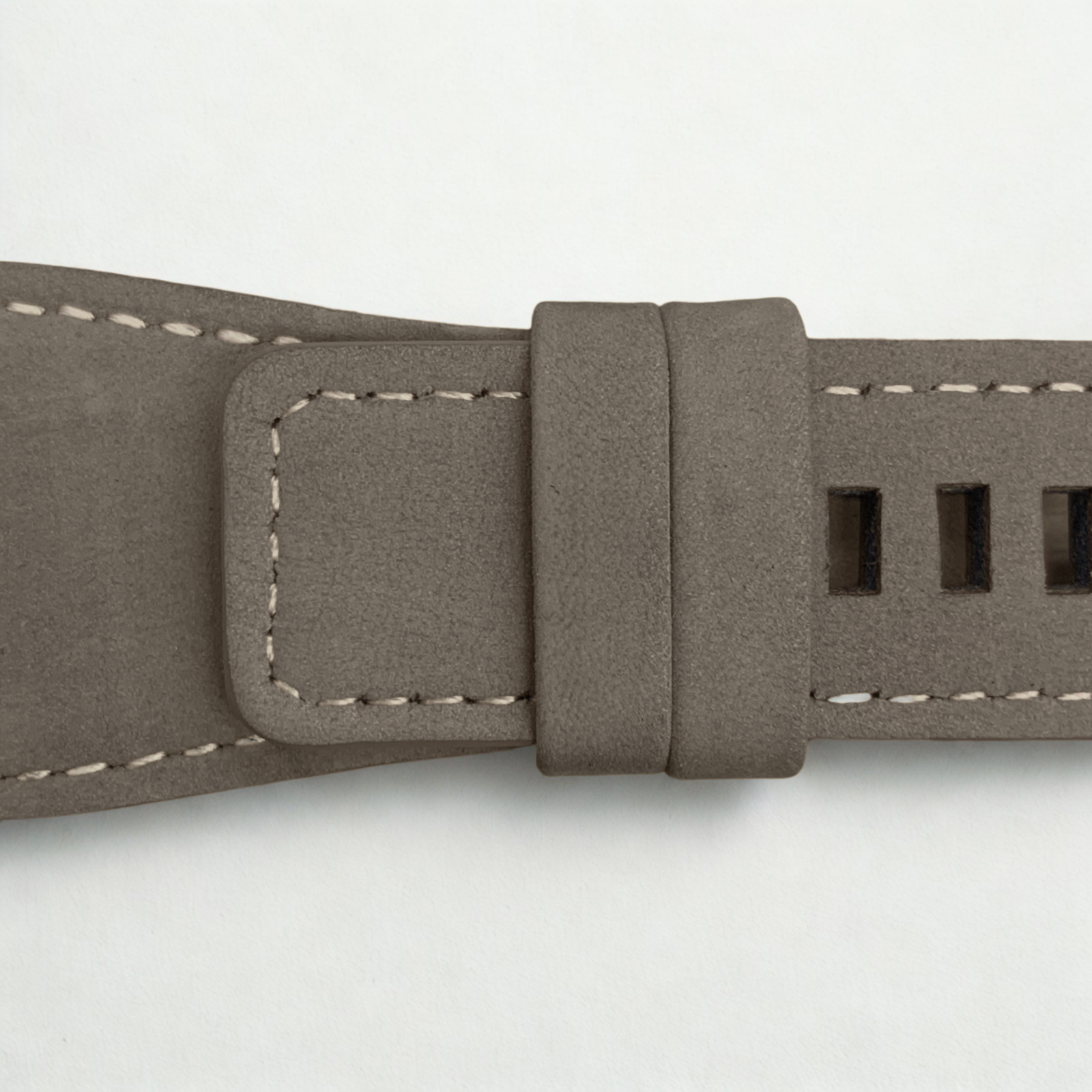 35mm Bell & Ross Style Velvet Leather Watch Strap – Gray with White Stitching