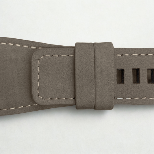 35mm Bell & Ross Style Velvet Leather Watch Strap – Gray with White Stitching
