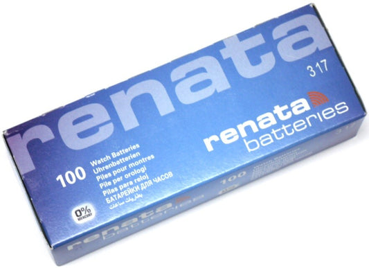 Renata 317 Watch Cell Batteries SR516SW, SWISS MADE, 0% MERCURY (Pack of 100)