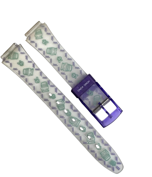 13MM PVC PLASTIC WATCH BAND WINNIE THE POOH HONEY JAR DESIGN SEMI CLEAR BAND