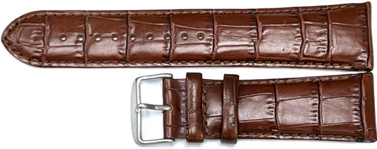 Watch Band "Triumph" Genuine Leather Brown Alligator Grain Padded 28mm XXL