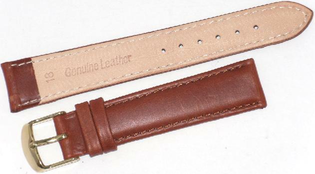 Lot of 6Pcs.Watch Bands Genuine Leather L.Brown Padded,Stitched 16mm,18mm, 20mm