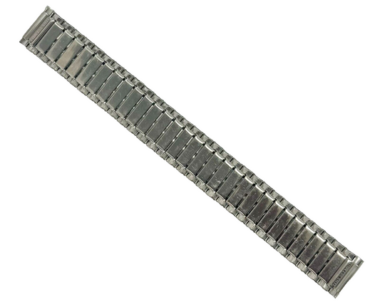 14MM Plain, Straight, Short, Silver-Tone Stainless Steel Stretch Watch Bands