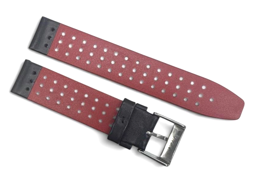 20mm Black Sports Genuine Leather Watch Band Strap
