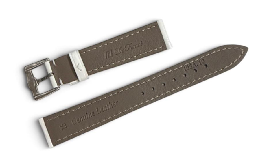 16mm White Designer Alligator Genuine calf Leather Watch Strap Band