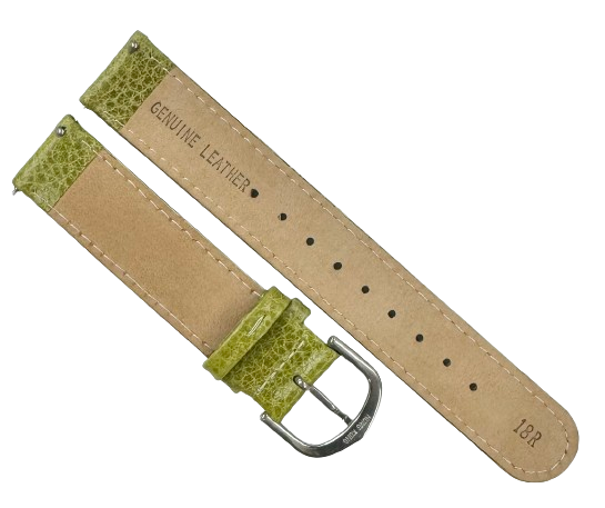 18 MM Plain Grain Padded Red Genuine Leather Watch Band with easy pin