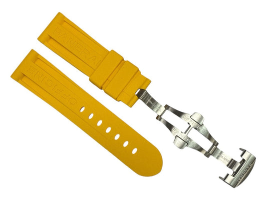 New Rubber Watch Band 24/22mm - Yellow Color for PANERAI w/ Deployment Clasp