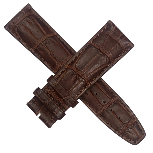 IWC Style Brown Leather Watch Band – Crocodile Pattern Strap | Multiple Sizes
