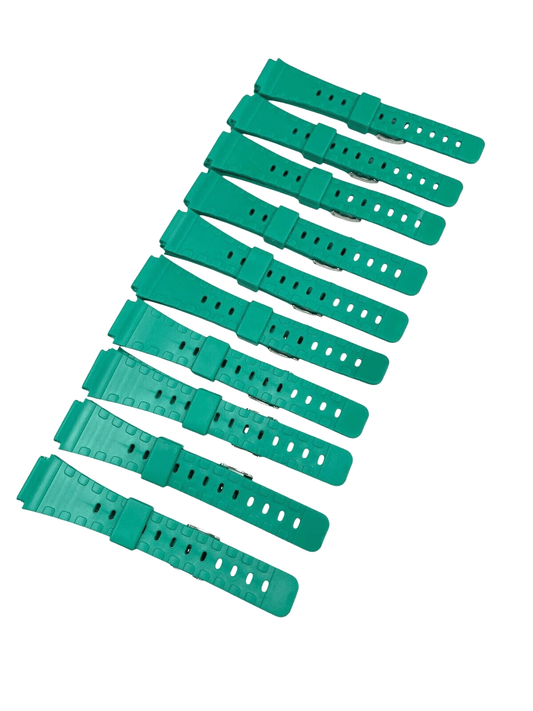 Lot Of 10, 20MM PVC Plastic green Watch Band Replacement for CASIO & Others - Universal Jewelers & Watch Tools Inc.