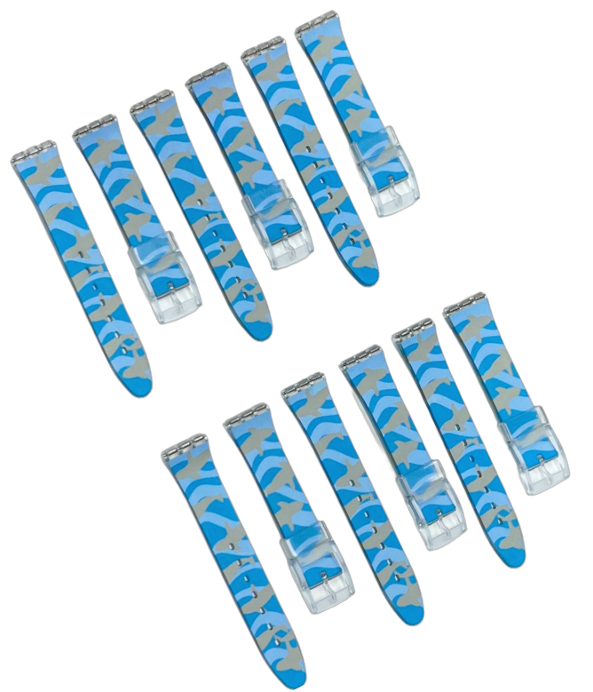 Plastic PVC Watch Band Strap Art Design Swatch Replacement Including Pins 17mm