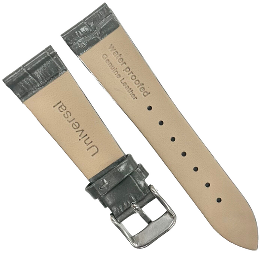 New Watch Band D.Gray Genuine Leather Alligator Grain (Flat, Short) 18x14 MM
