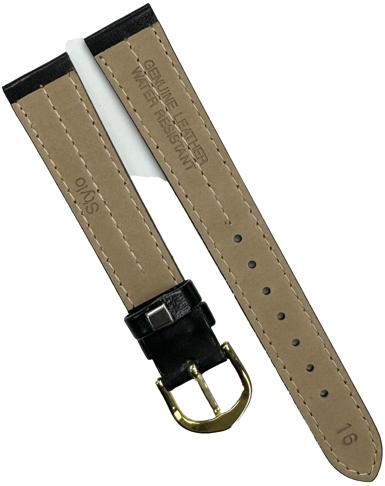 Unique Designed Watch Band Black Genuine Leather 16MM