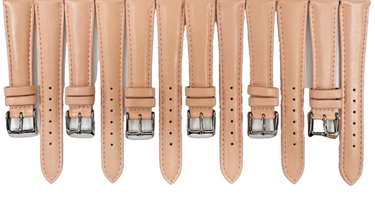 18mm, Lot of 6  Watch Bands Plain L.Orange Stitches Genuine Leather Padded