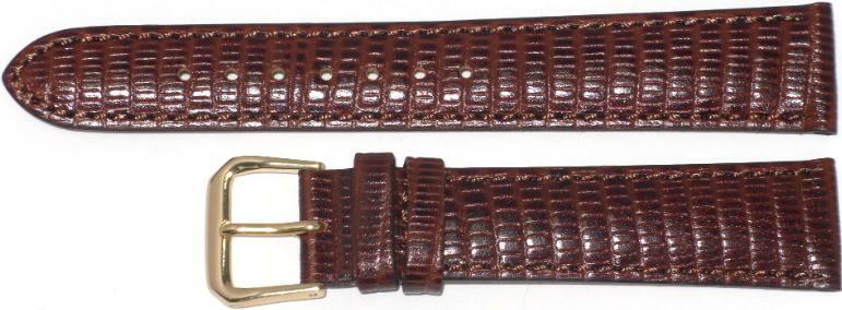 A1-Quality WATCH BAND BROWN GENUINE LEATHER LIZARD GRAIN 24MM