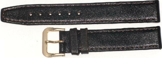 Watch Band Plain (Dark Brown) Genuine Leather Flat Stitched 18mm (A1 Quality)