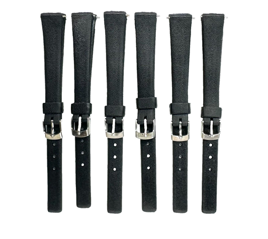 LOT OF 6 Watch Bands 12MM PVC Plain Black fits Casio, Timex and Other Watches