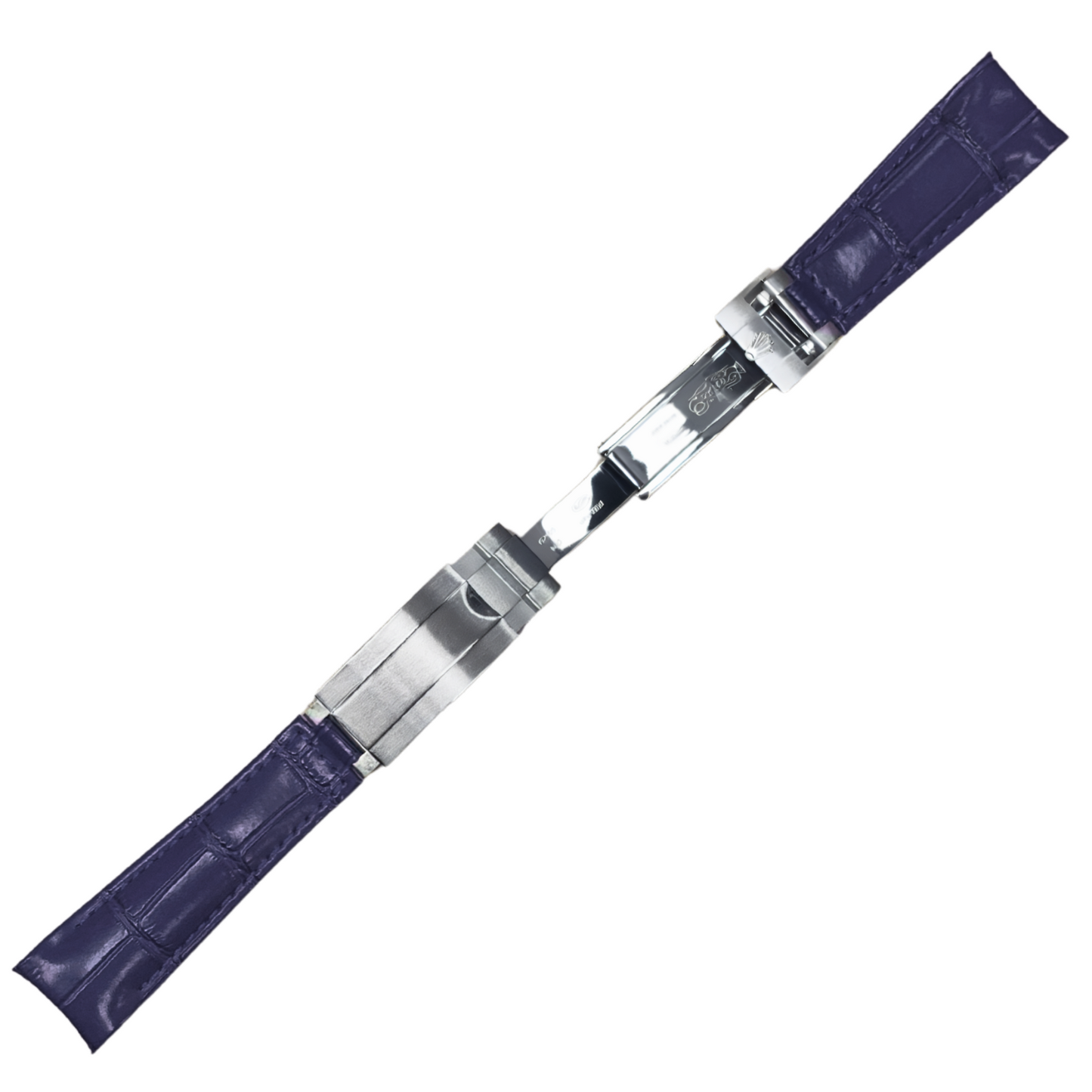 High-Quality Navy Blue Leather Watch Band – 20mm for Rolex Watches | Steel Clasp