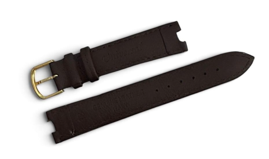 18 MM Plain Padded Brown w white stitch Genuine Leather Watch Band