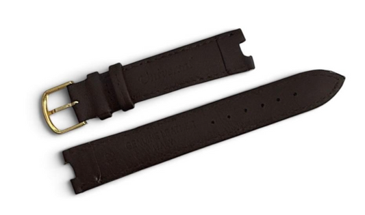 18 MM Plain Padded Brown w white stitch Genuine Leather Watch Band