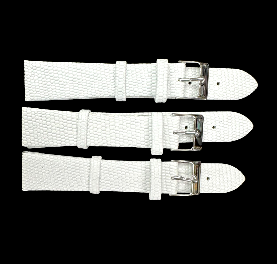 SET OF 3 Quality WATCH BAND GENUINE LEATHER LIZARD GRAIN SIZES 12MM-22MM