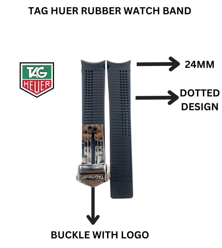 Tag Heuer Replacement Watch Band 24mm RUBBER STRAP WITH BUCKLE - Universal Jewelers & Watch Tools Inc.