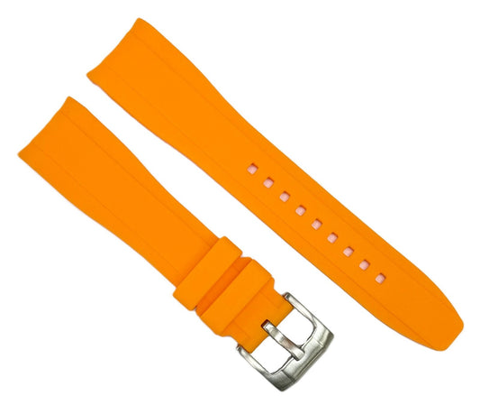 18-24mm Curved-End Sunshine Orange Soft & Smooth Silicon Rubber Watch Band