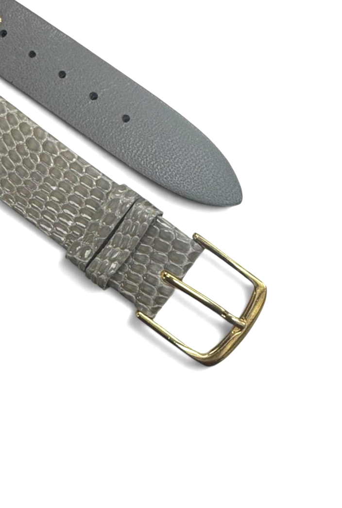 Vintage Downing Gray Lizard Grain w Gold Tone Buckle Watch Band 16mm