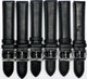 24 MM Long Plain Black Genuine Leather Padded Watch Band Lot of 6