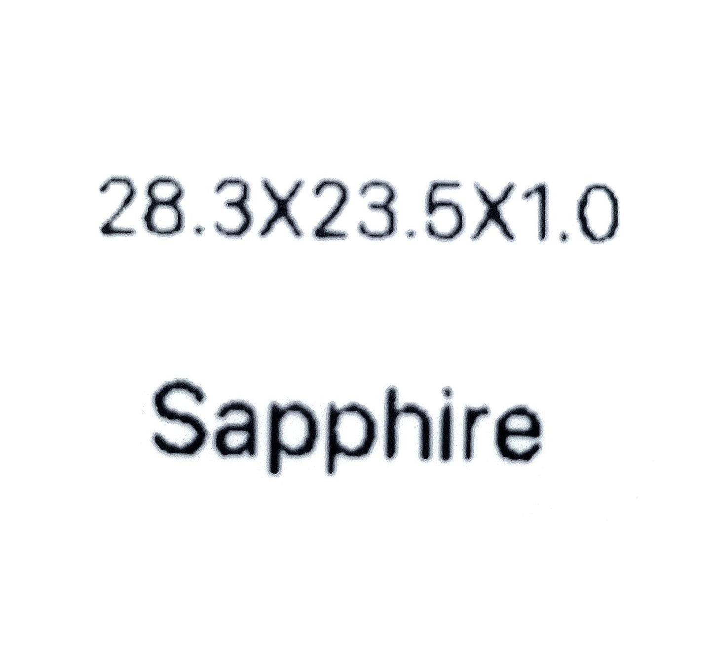 Sapphire Crystal Rado Rect Cut Corners Black Trim with Gold lines (28.3×23.5)mm