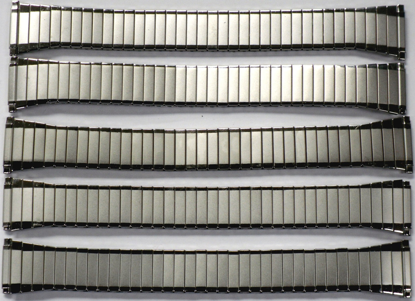 16 - 22 MM Silver Tone Stretch Watch Band Stainless Steel Lot of 5 Bands