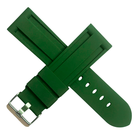 Panerai-Style 24mm Silicone Watch Band - Navy, Green, Grey|Comfortable & Durable