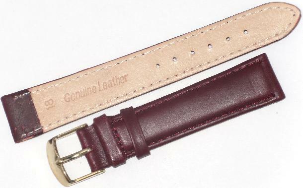 Lot of 6Pcs.Watch Bands Genuine Leather Burgundy Padded, Stitched 16mm, 20mm