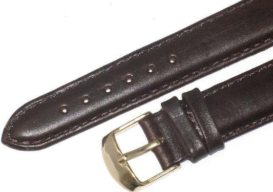 Watch Band Genuine Leather D.Brown Padded,Stitched 16mm,18mm, 20mm