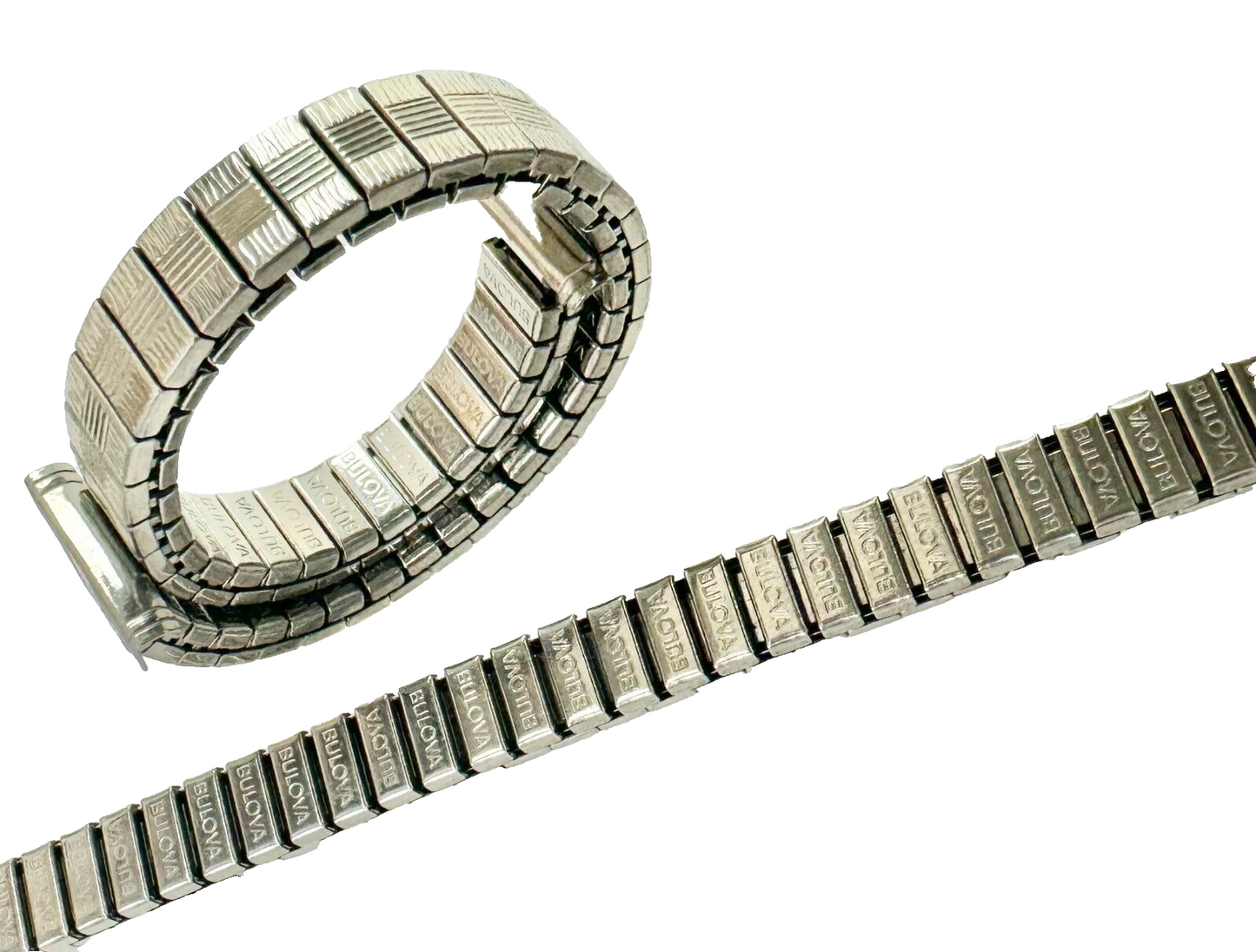 12MM Silver Tone Bulova Slim Stretch Stainless Steel Watch Band for Ladies