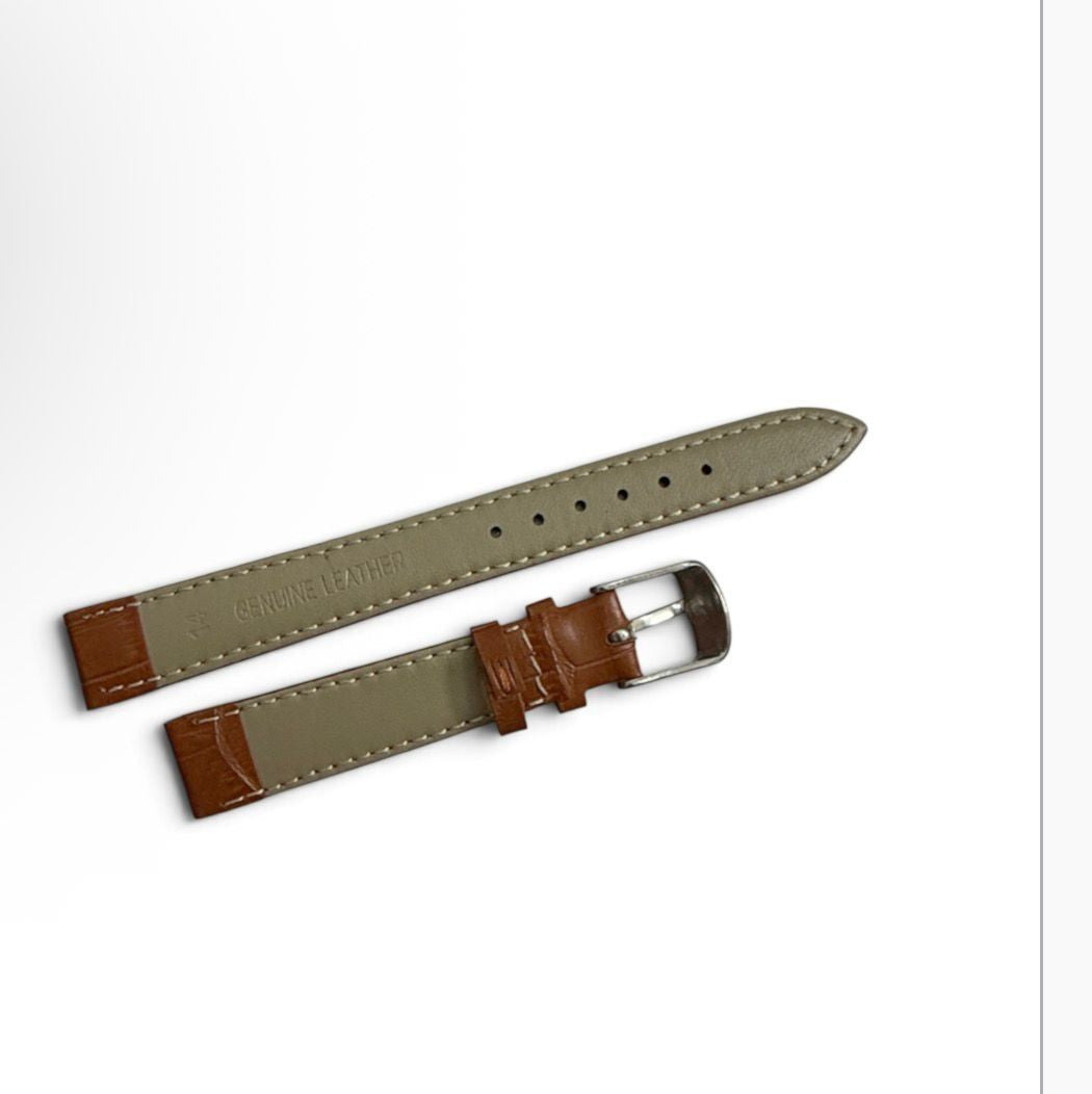 Watch Band BROWN color Genuine Leather Crocodile Grain Padded- 14mm