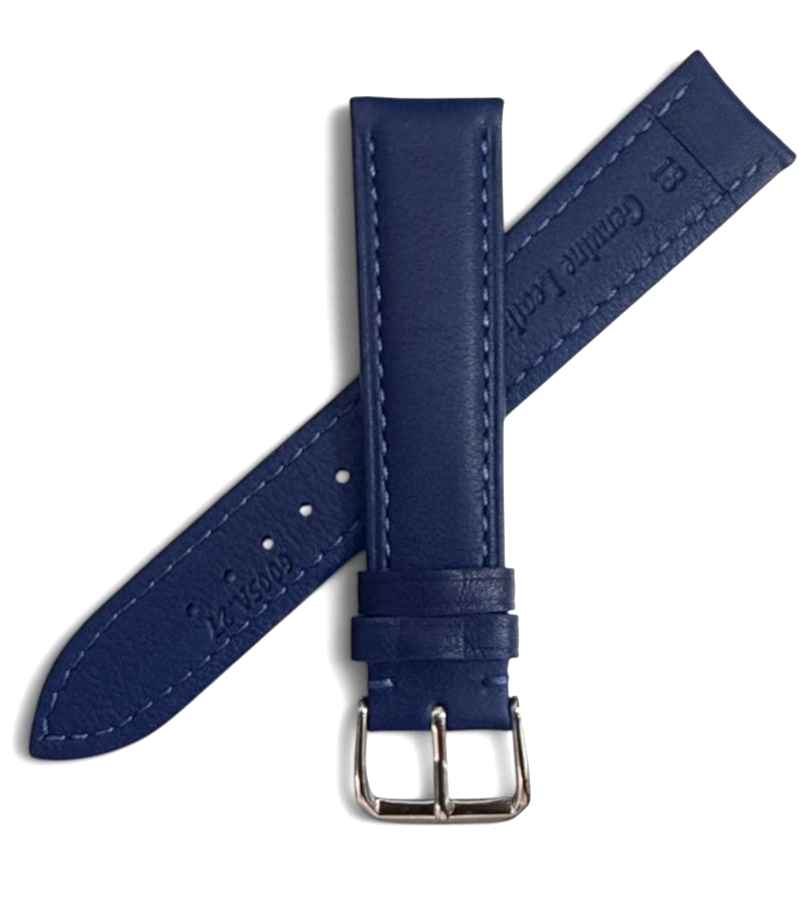 18mm Time King Blue Genuine Leather Watch Strap Band