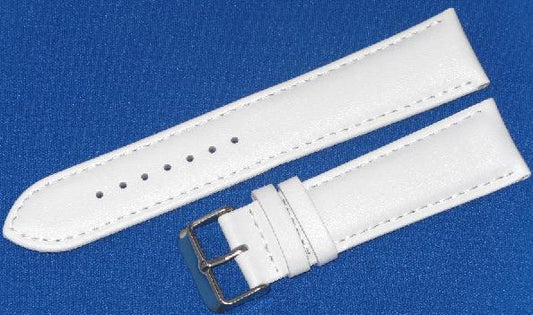 WATCH BAND PLAIN WHITE GENUINE LEATHER 26MM