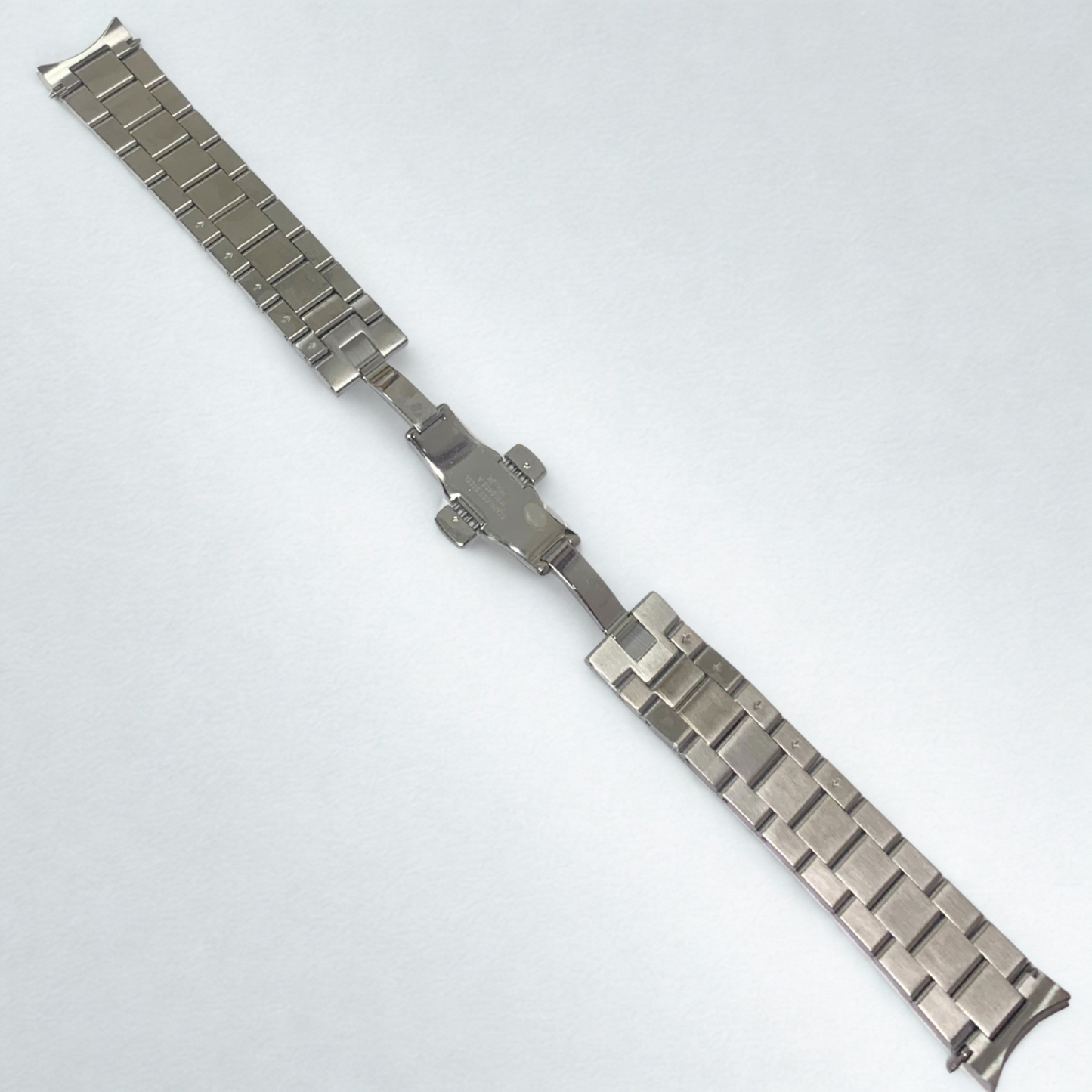 Silver Stainless Steel Watch Band - 20mm Bracelet w/ Curved End Links for Mido